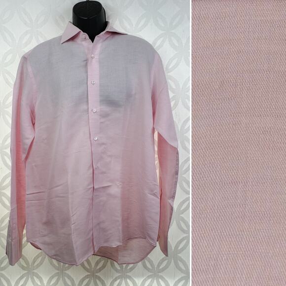 Peter Millar Collection Linen Blend Long Sleeve Pink Shirt Size L - Picture 2 of 8